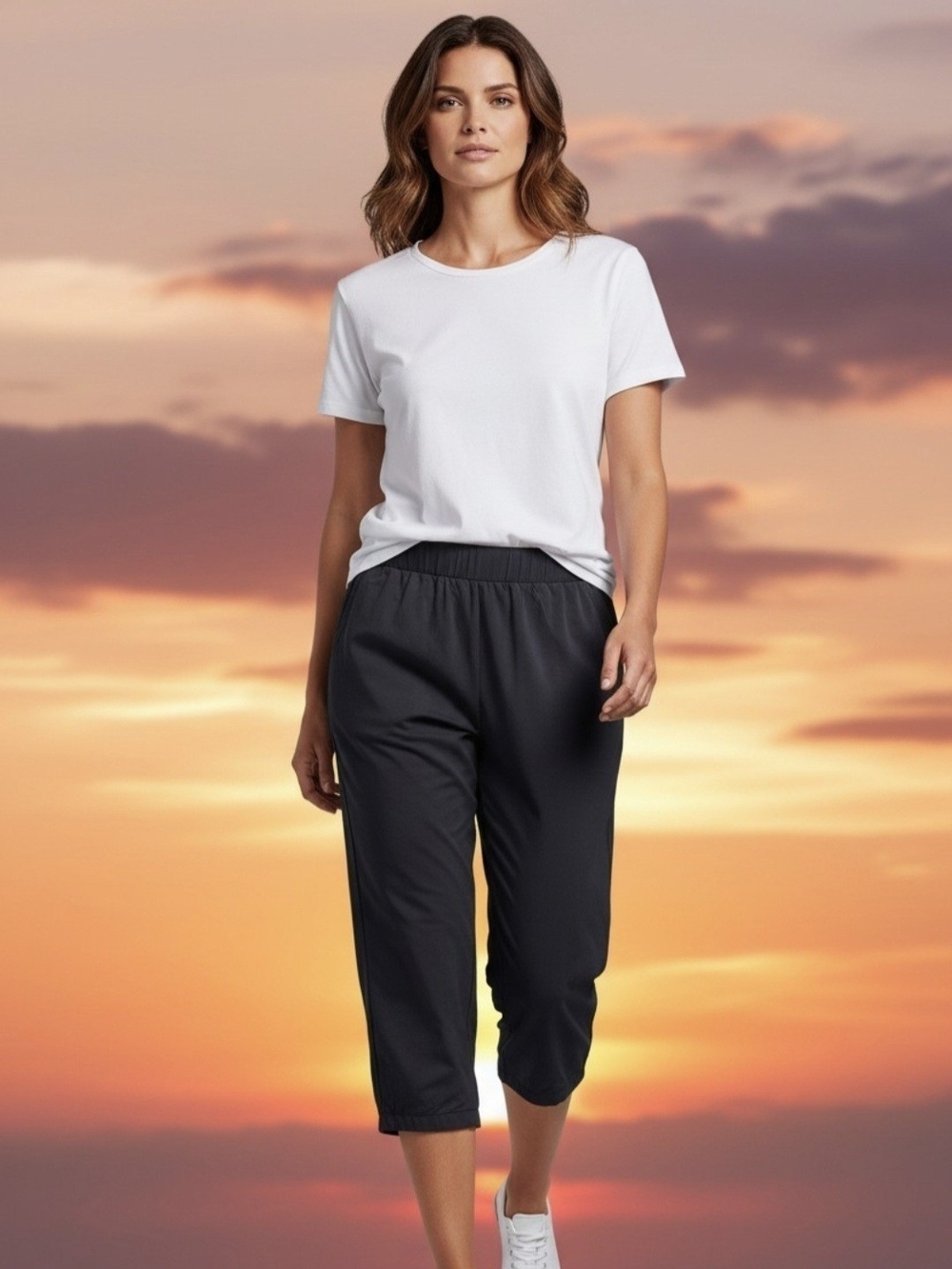 Halara Womens XS Comfy Verstile Pull-On Cropped Black Pants Elastic Leg Opening